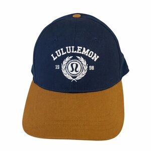 Lululemon Navy & Melrose Tan Adjustable Hat S/M | Embroidered Logo Cap